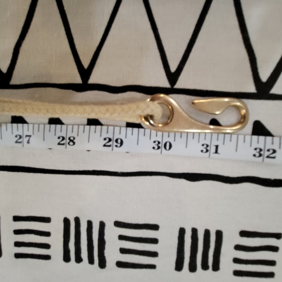 VINTAGE 80s Cream Braided Rope Belt with gold and wooden beades and circle - Picture 6 of 8